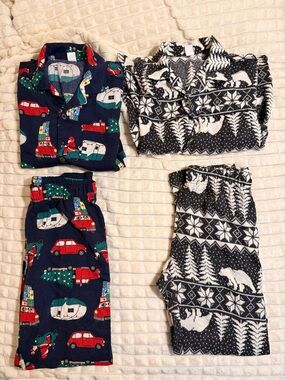 Kids Holiday Pajamas - Navy Car & Red Camper and Black White Polar Bear (10/12)